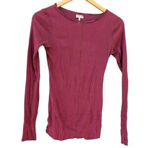 Intimately Free People Red Base Layer Thumb Holes S Natural Fiber Crew Neck Long